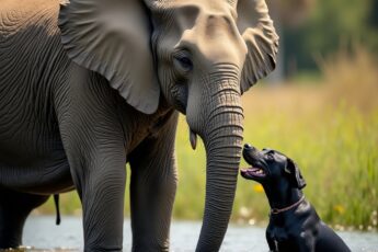 The contractor left in the middle of the job, and he left the puppy behind. He was building a swimming pool for an elephant.