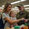 She was a few dollars short at the register with a crying baby. The man behind her paid, and said one thing. Nine years later, he walked into her office.