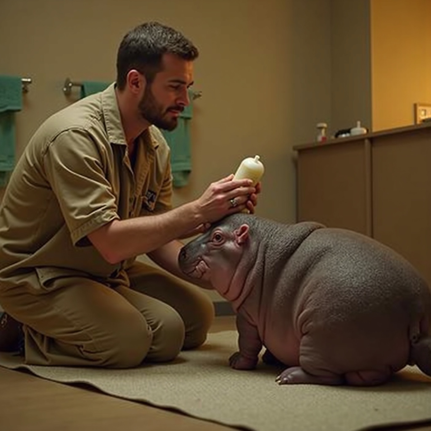 She was born six weeks early, weighing just 29 pounds — too weak to stand, too weak to nurse. A newborn hippo is supposed to weigh at least twice that. Nobody thought she would make it.