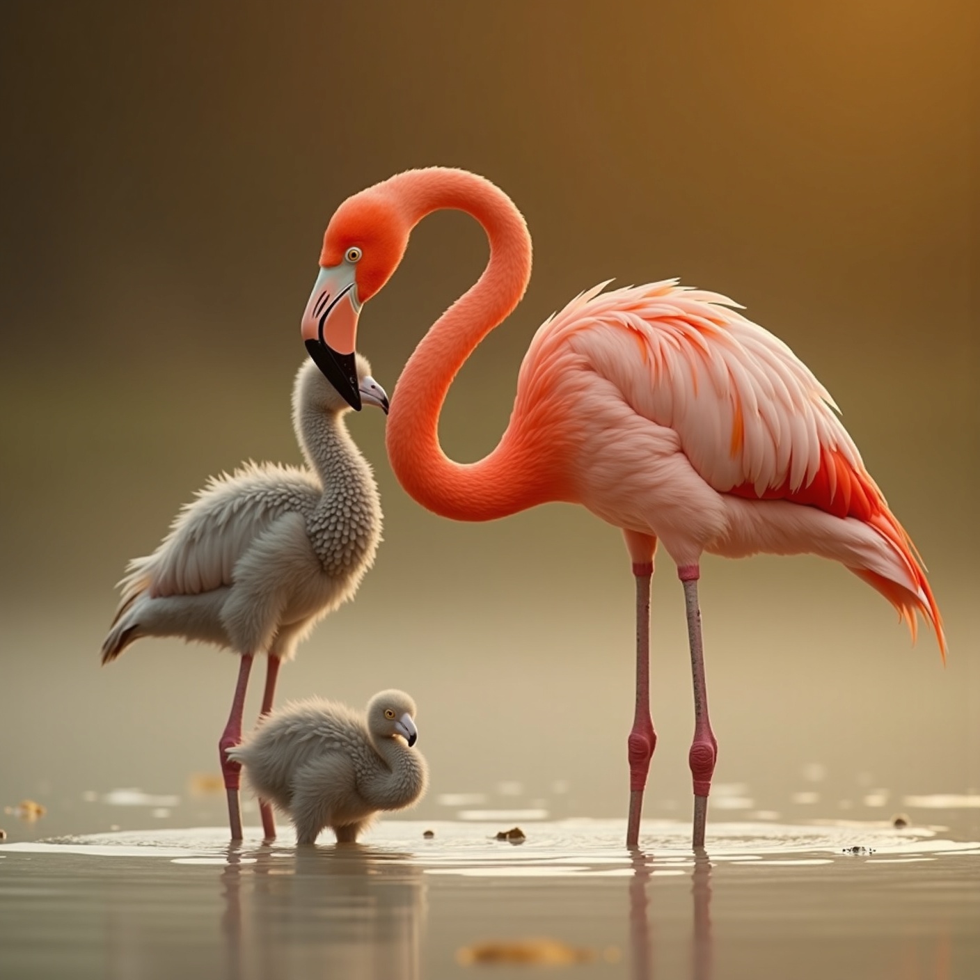 No flamingo is born pink. Every one starts out grey and eats its way into the color