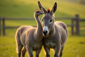 When rescuers tried to lead the donkey one way and the emu the other, the donkey started to cry 😢 And the tall, gangly bird lost its mind. So no one could adopt one without the other
