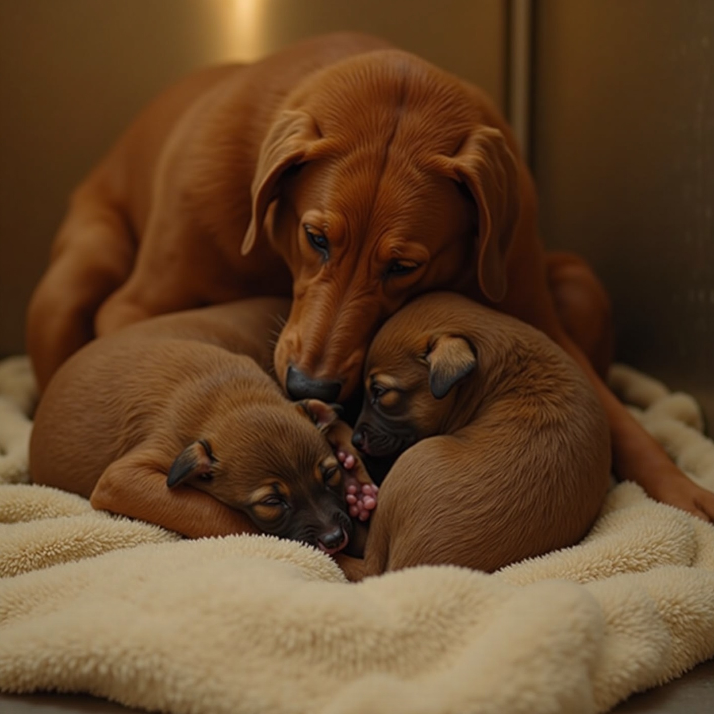 They found her lying on the street, heavy with milk and no puppies anywhere