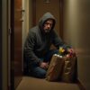 Every Sunday at 10 p.m. he pulls his hood up and leaves groceries at his widowed neighbor's door. She has no idea it's him.