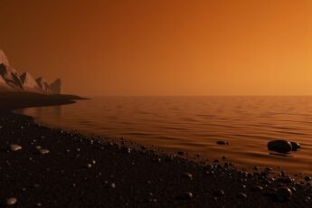 There's one other world with rain, rivers and seas. Stand on that beach and the sand is soot, the cliffs are frozen water, and the sea is fuel.