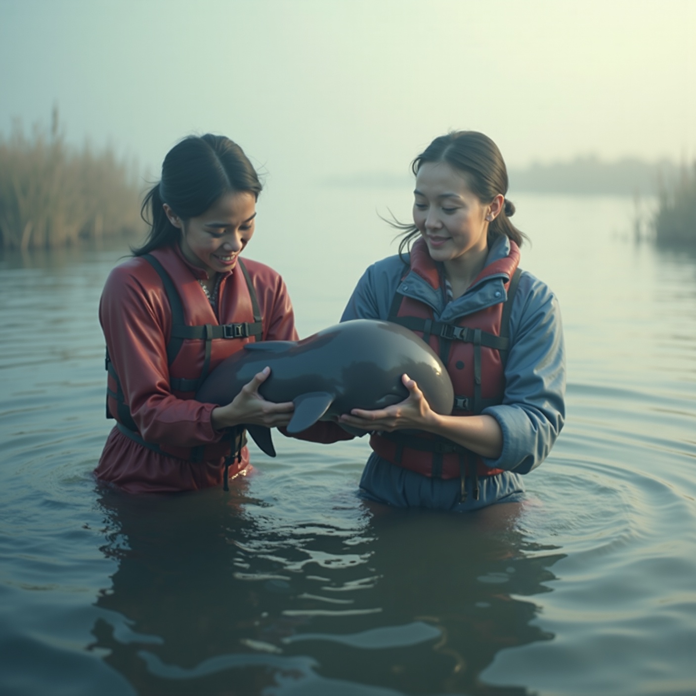 A fisherman heard crying out in the lagoon and pulled a two-month-old dolphin from a crab-trap line. She lived — but she'd lost her tail.